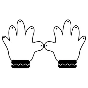 Winter gloves outline Stock Illustration