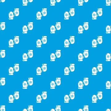 Winter gloves pattern vector seamless blue Stock Illustration