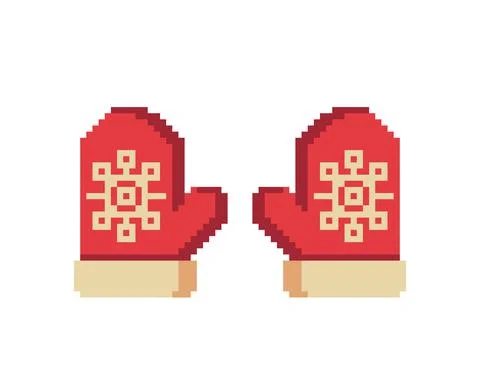 Winter gloves pixel image. cross stitch pattern vector illustration 스톡 일러스트