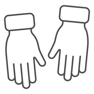 Winter gloves thin line icon, Winter clothes concept, Winter glove sign on white Stock Illustration