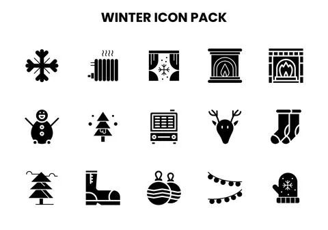 Winter Glyph Scalable Icons Pack Stock Illustration