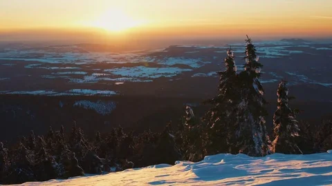 Winter gold sunset from the mountain Video stock 72561136