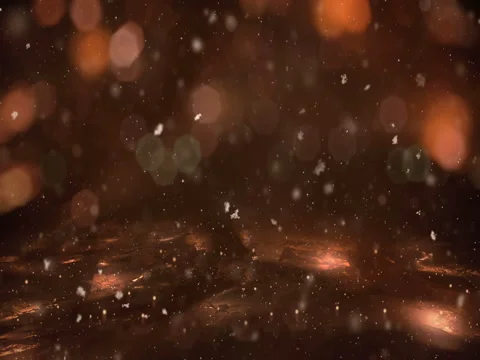 Winter Golden Motion background lights, snow falling on ice defocused bokeh loop Stock Footage 82433563