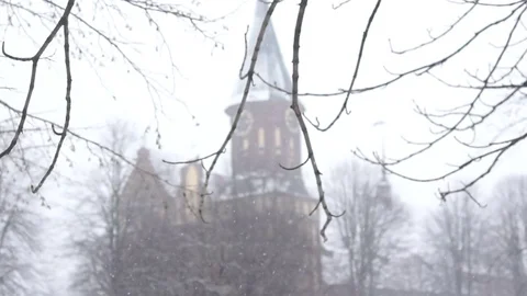 Winter Gothic castle Video stock 84827225