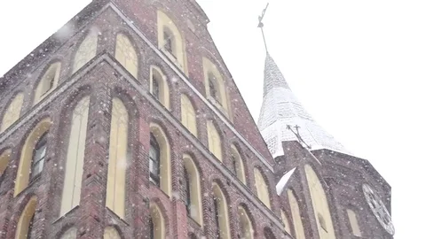 Winter Gothic castle Stock Footage 84978313