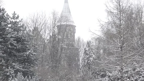 Winter Gothic castle Video stock 84978472