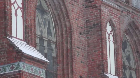 Winter Gothic castle Stock Footage 84978573