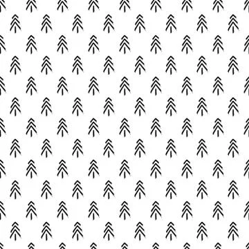 Winter graphic seamless pattern with christmas trees. Hand drawn vector illus Ilustración de archivo