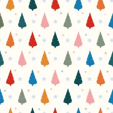 Winter graphic seamless pattern with christmas tree. New Year decorative vect Stock Illustration