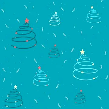 Winter graphic seamless pattern with doodle christmas trees. Hand drawn vector Stock Illustration
