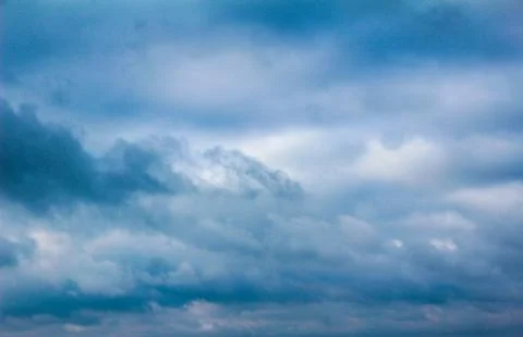 Winter gray blue sky at sunset and dawn Stock Photos