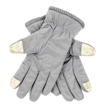 Winter gray gloves for touch screen display isolated Stock Photos