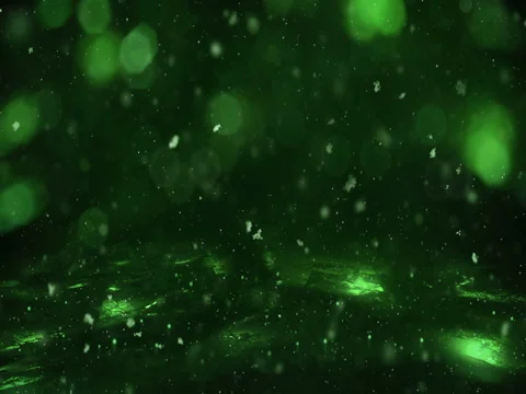 Winter Green Motion background lights, snow falling on ice defocused bokeh loop Stock Footage 82434903