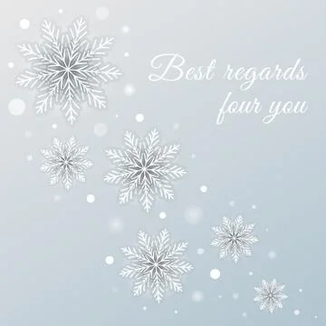 Winter greeting card with 3d white snowflakes Stock Illustration