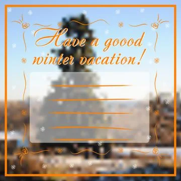 Winter greetings card with tree on the background Stock Illustration