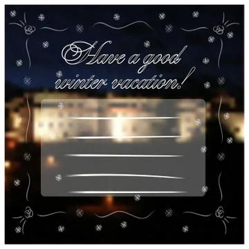 Winter greetings post card with castle Stock Illustration