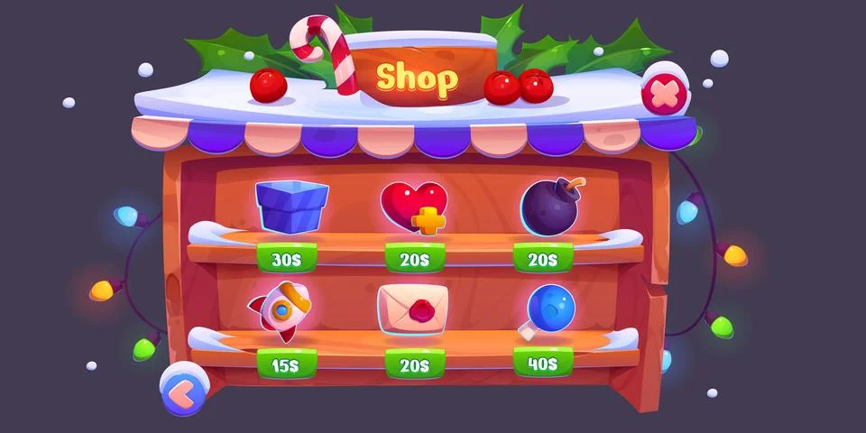Winter gui game interface for mobile app shop Stock Illustration