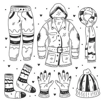 Winter hand drawn doodle coloring Stock Illustration
