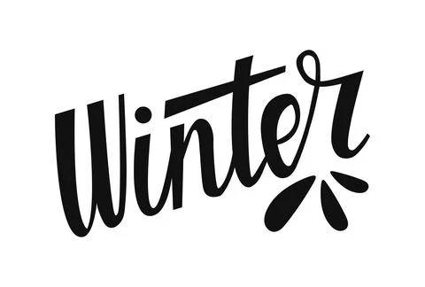 Winter hand drawn typography on white background. Season word for invitation, Stock Illustration