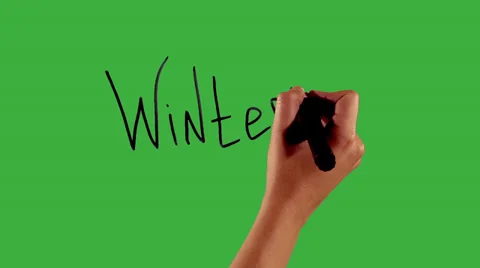 Winter - Hand writing on green screen Vídeos de archivo 33784251
