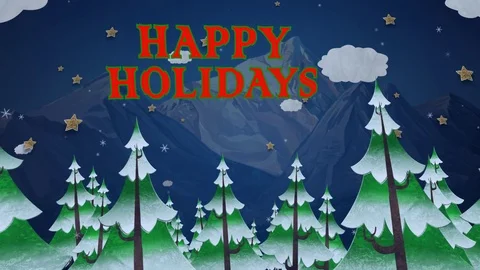 Winter Happy Holidays Pine Forest 4K Stock Footage 82613727