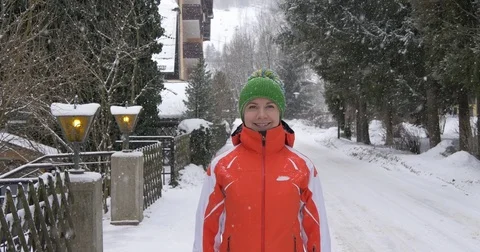 Winter happy mood in snowfall Stock-Footage 71446897