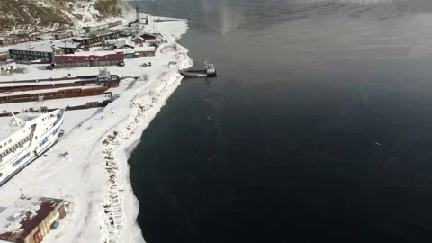 Winter harbour Baikal Stock Footage 170821100