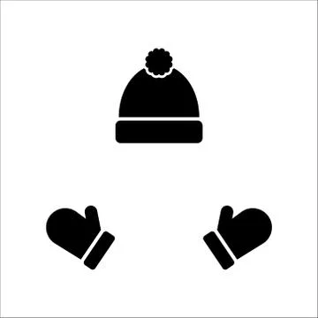 Winter hat and gloves. Flat design illustration. Isolated. Stock Illustration