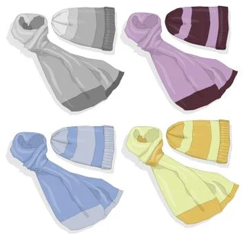 Winter hat and scarf set Stock Illustration