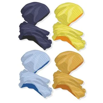 Winter hat and scarf set Stock Illustration