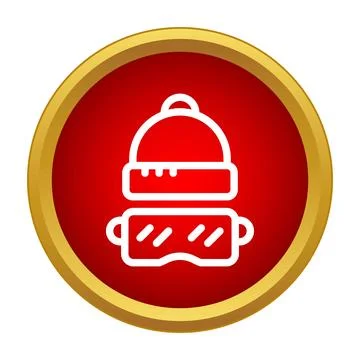 Winter hat and ski goggles outline icon 스톡 일러스트