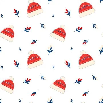 Winter hat background in bright christmas colors. Stock Illustration