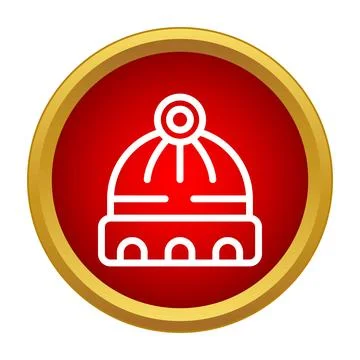 Winter hat beanie icon on a red background Stock Illustration