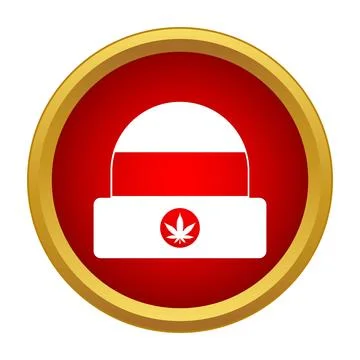 Winter hat cannabis leaf icon in round frame Stock Illustration