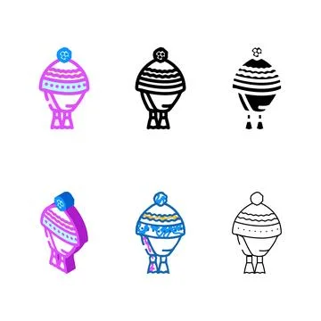 Winter hat cap color icon vector clean Stock Illustration