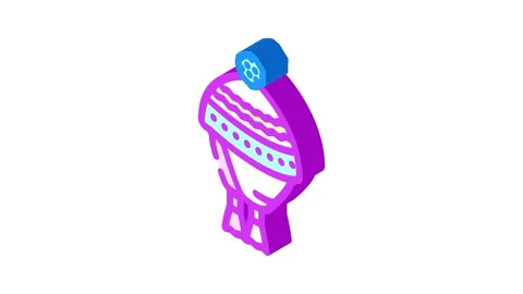 Winter hat cap isometric icon animation Stock Footage 327291517