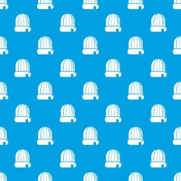 Winter hat cap pattern vector seamless blue Stock Illustration