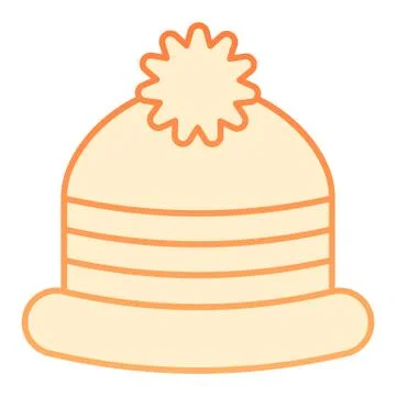 Winter hat flat icon. Winter cap orange icons in trendy flat style. Warm Stock Illustration