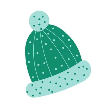Winter hat. Green winter hat. isolated on white background,vector Stock Illustration