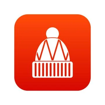 Winter hat icon digital red Illustrazione stock