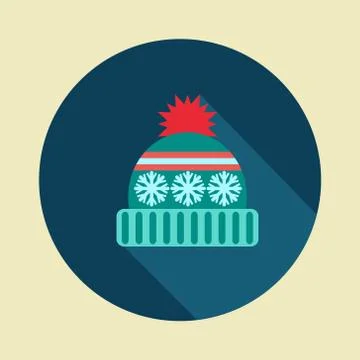 Winter hat icon in flat Stock Illustration