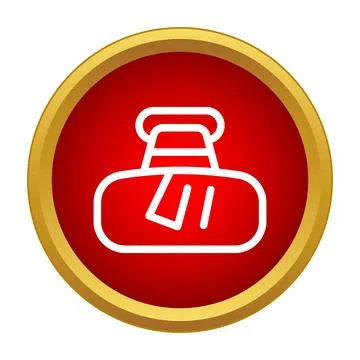 Winter hat icon on a red gold button Stock Illustration