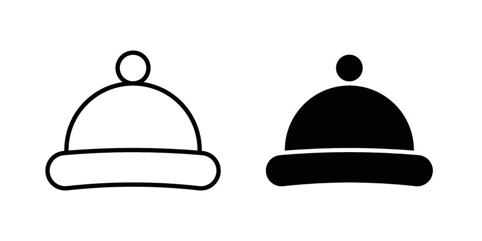 Winter hat icon silhouette vector set. thin line pack Stock Illustration