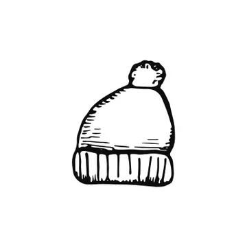 Winter hat icon. sketch isolated object Illustrazione stock