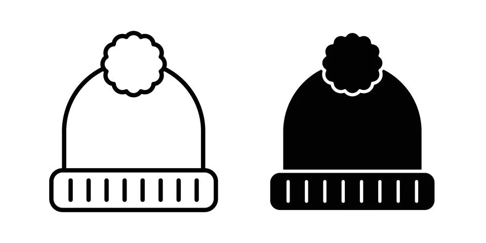 Winter hat icon symbol. Flat and Stroke Vector illustration Stock Illustration