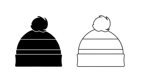 Winter hat icon. Vector in simple flat design, outline. Stock Illustration