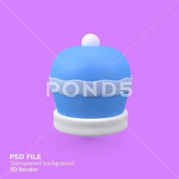 Winter hat isolated 3d render icon illustration Modello PSD