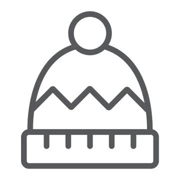 Winter hat line icon, clothes and accessory, warm cap sign, vector graphics, a イラスト素材