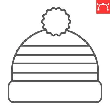 Winter hat line icon Stock Illustration
