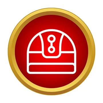 Winter hat line icon with red background circle Stock Illustration